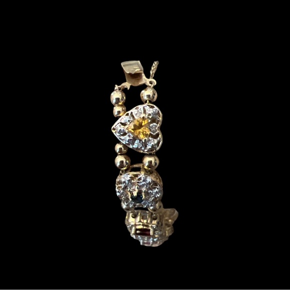 VINTAGE 14K YELLOW GOLD SLIDE BRACELET, GEMSTONES, GOLD BALL AND CHAIN SPACERS - Picture 16 of 17